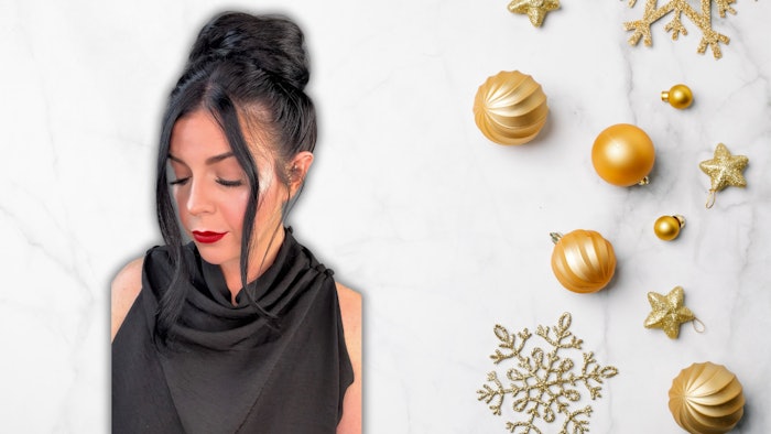 Master hairstylist Ellen Devine (@ellendevinehair) shares a hack for creating a full bun that is perfect for holiday season.