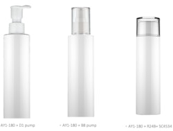 The bottles comprise recyclable PET and can be paired with various closures, including lotion pumps, sprayers and screw-on caps with reducers.