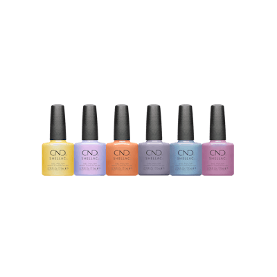 These six kaleidoscopic shades pay homage to an alternate reality while embodying the essence of spring with lively pastels enhanced by contrasting pearl effects.