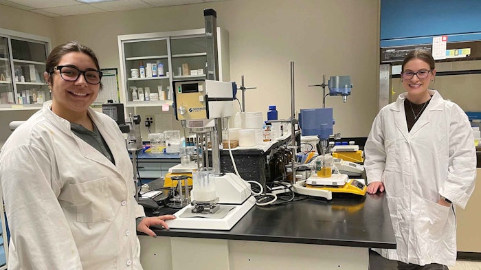 (from L): Bianca Brattoli and Adrianna Deremer, formulating chemists, Cosmetech Labs