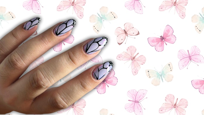 Nail technician and artist Milly Mac (@by_millimac) shares her tutorial for creating butterfly nail art.