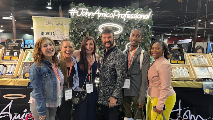 The Beauty Launchpad team with John Amico at his booth at America's Beauty Show.