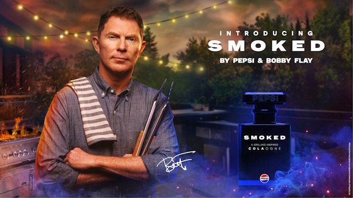 Pepsi has launched a “SMOKED A Grilling Inspired COLAogne” in collaboration with Chef Bobby Flay.