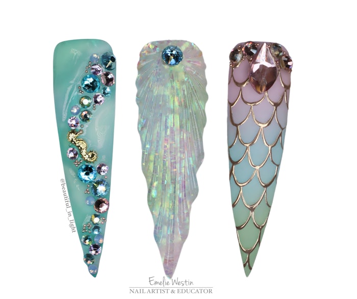 Emelie Westin (@beautiful_in_light) shares three nail tutorials perfect for a life under the sea!