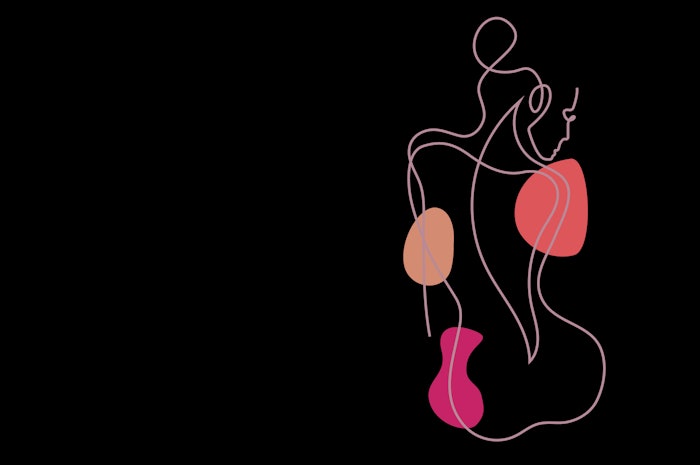 illustration of a woman's silhouette, minimal drawing, body shape concept