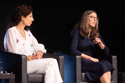 R to L: Mathilde Bijaoui, senior perfumer Fine Fragrance (Mane) and Vanessa Handley, director of Conservation Science (The Red List Project) during the 'Rescuing The Rare: Pairing Genuine Plant Conservation with New Responsible Ingredient Creation' session.