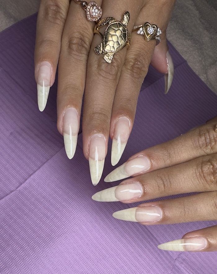 Hard gel is a unique product that cures under LED light, forming a solid layer over the natural nail.