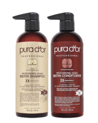PURA D’OR Professional Grade Biotin Shampoo and Conditioner 2X Concentrated Set
