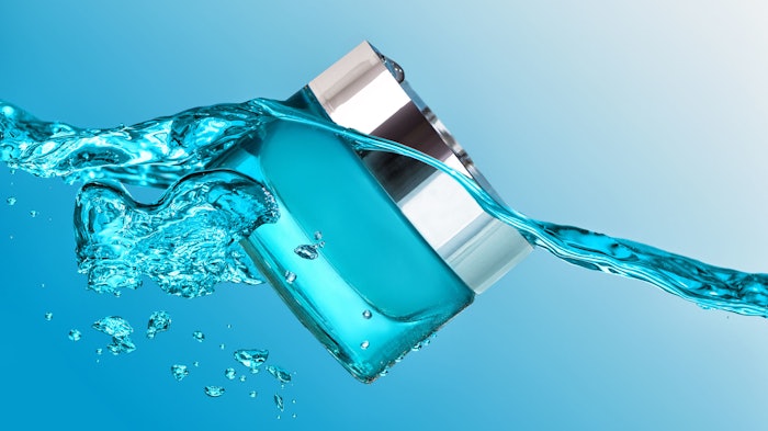 blue water bubbles skin care jar floating