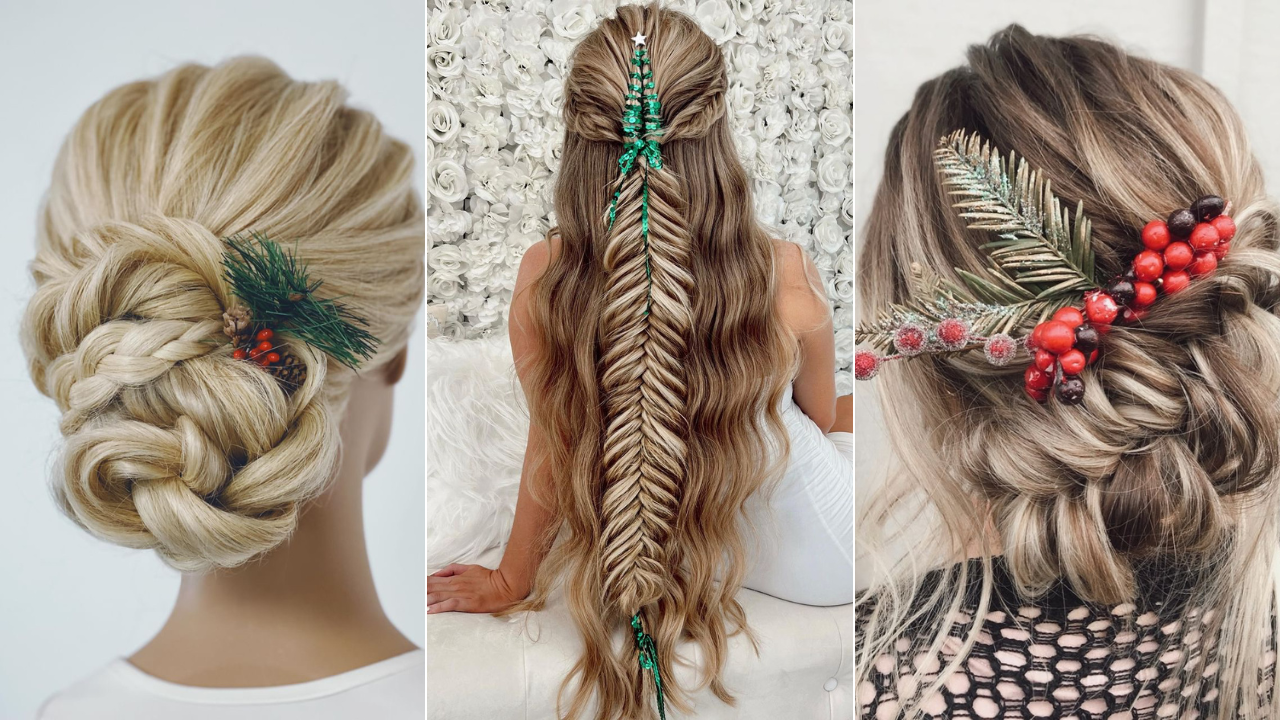 Three holiday updos.