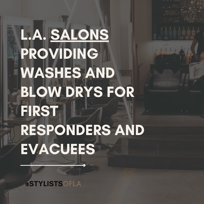 L.A. salons providing washes and blow drys for first responders and evacuees.