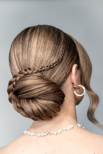 Lynn Levesque's Smooth Low Bun with Accent Braid
