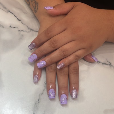 Lavender and sparkly nails