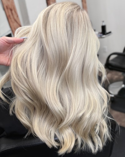 A white blonde client from behind