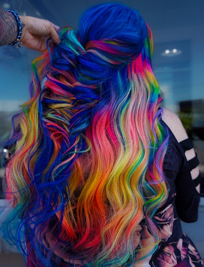 Vivid, rainbow hair by Lynda Peterson