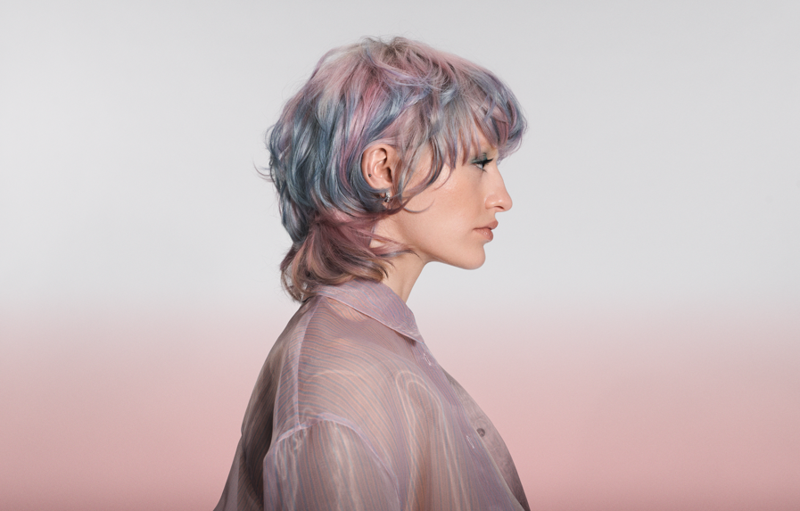 Model sporting Goldwell's first Color of the Season, Enchanted Solace