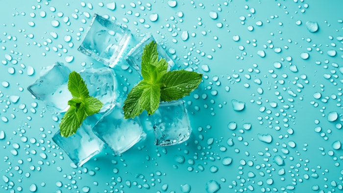 Mint Leaves Ice Cubes And Water Droplets On Blue Background Adobe Stock 626936666