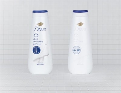 Dove Shower Sensor Deep Moisture Body Wash featuring new color changing label.