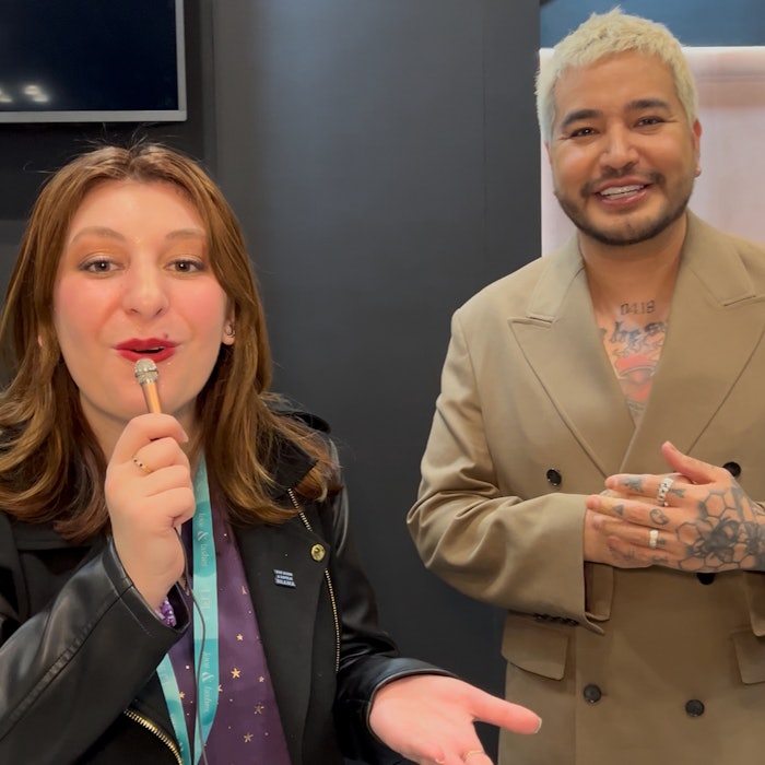 Beauty Launchpad Managing Editor Gabby Bach interviewing Daniel Mora.