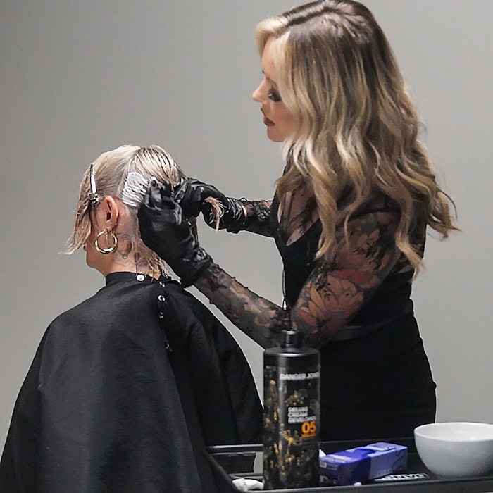 Danger Jones artist coloring a client's hair using the brand's new Artistic Toners