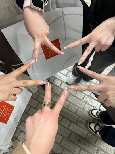 'I also spent a day in Osaka and spotted a group of girls who caught my eye — and not just for their street style. Every one of them had sheer nude nails with bold, chunky 3D gems.'
