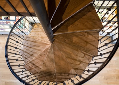 'Our main floor has a spiral staircase, leading to a small lounge and bar.'