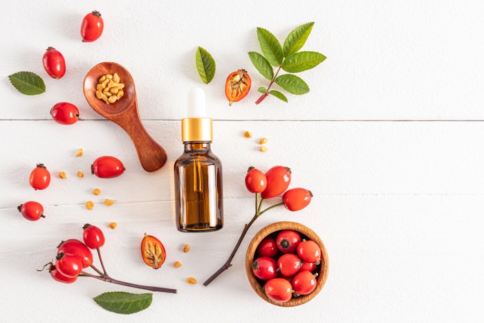 The ingredient is derived from the skin of wild-growing rosehip berries, a plant material historically used for its health-promoting properties.