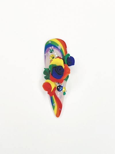 Rainbow Swirls With Rainbow Roses Detail