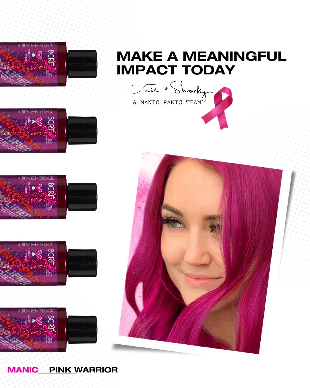 &ldquo;Manic Panic donates 15% of every Pink Warrior sale year-round,&rdquo; says Manic Panic co-founder Tish Bellomo.