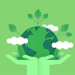 Green earth held in hands with leaves, symbolizing global environmental care