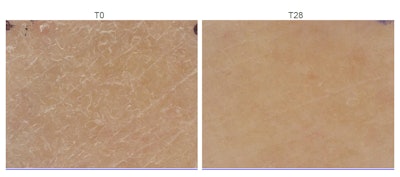 Roughness reduction from T0 (left) to T28 (right)