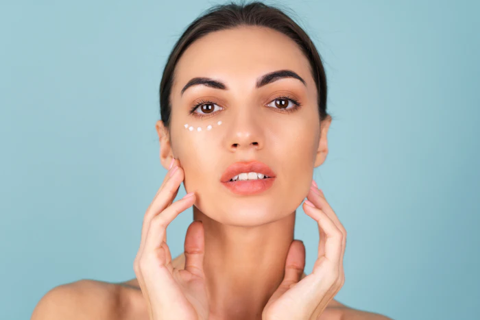 Woman Beauty Lotion Skin Blue Background Adobe Stock 477263348