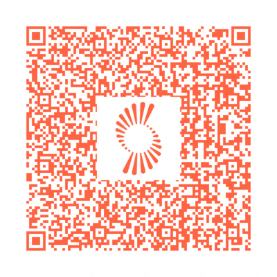 Red QR code with loading spinner icon in center
